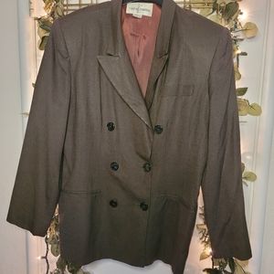 Double Breasted Suit jacket with Pleated Skirt Size Large